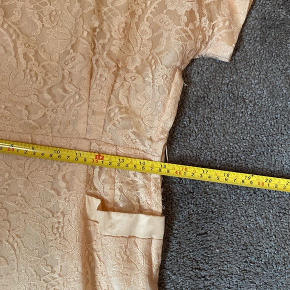 Vintage Light Pink Lace Midi Short Sleeve Dress 1950’s Cocktail - Picture 9 of 15